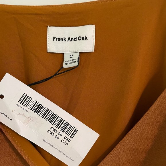 Frank & Oak Satin Velvet Mini Wrap Dress - Sandy Brown - Picture 4 of 5